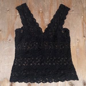 Black Josie Natori Lace Tank Top